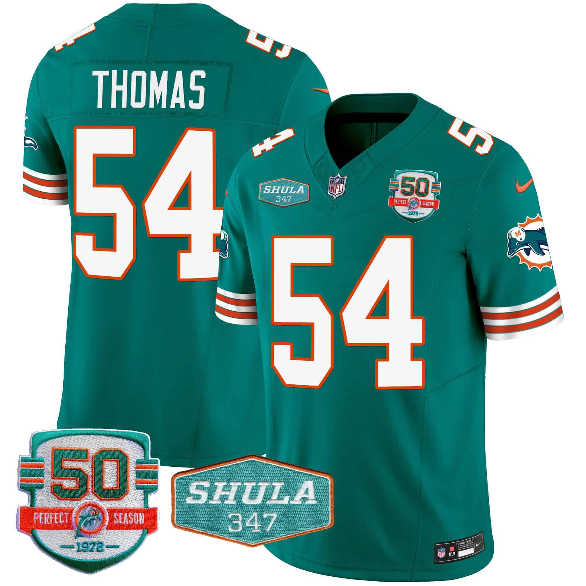 Men Miami Dolphins #54 Thomas Green 2024 Nike Throwback Shula 347 Patch Vapor NFL Jersey style 1->indianapolis colts->NFL Jersey